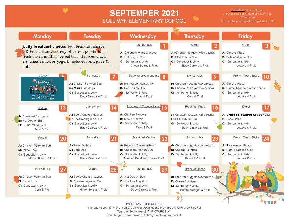 September Elementary School Menu