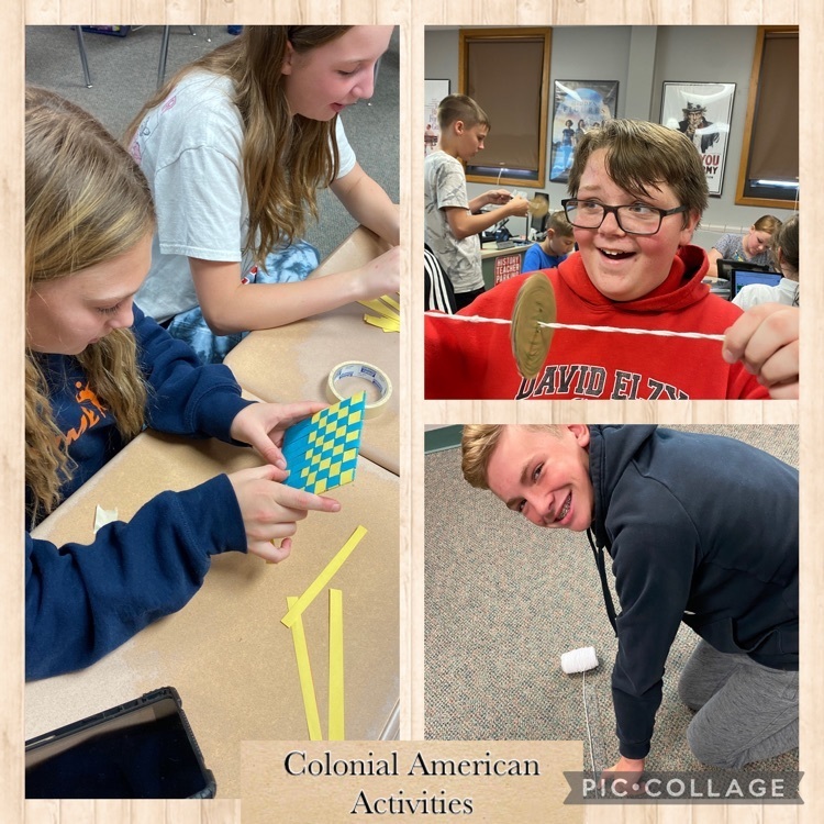 7th grade social studies students participate in Colonial American Activity Stations!