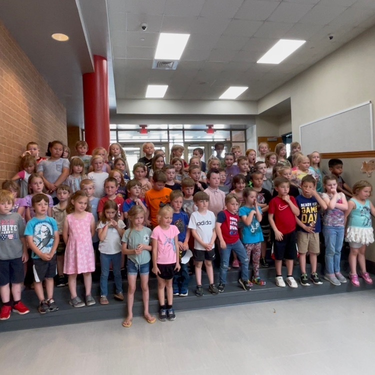These kindergarteners are all ready for FIRST GRADE. They’ve been working hard on a song for the first grade teachers to show them just how ready they are! 